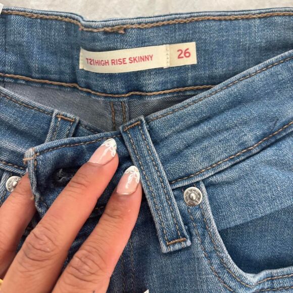 LEVI'S High Rise Skinny Jeans Sz 26 Medium Wash Women's Blue Jeans - Picture 2 of 2